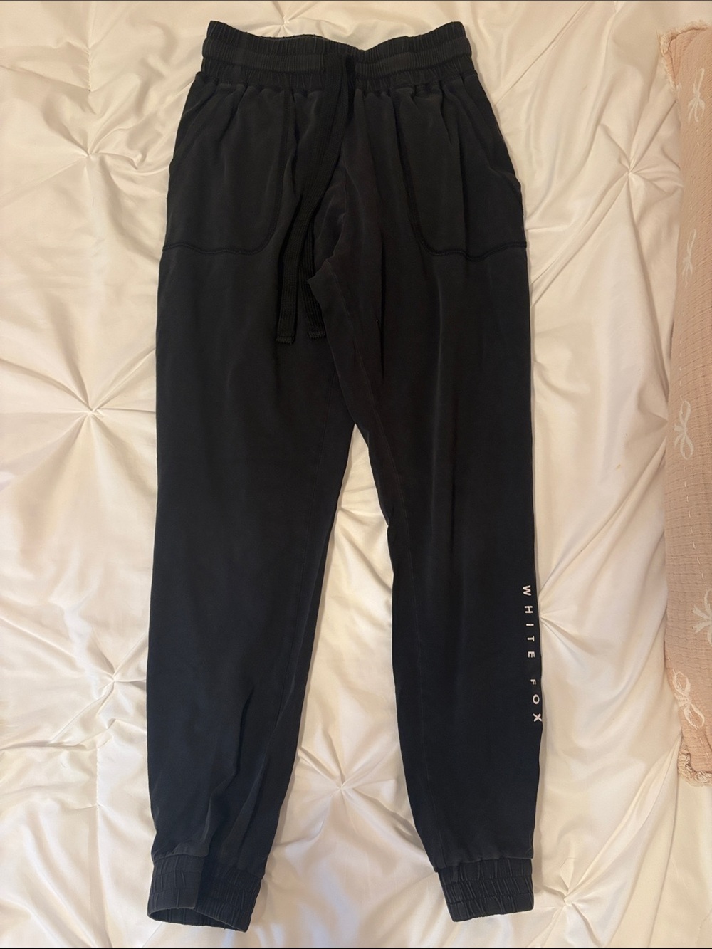 White Fox Boutique Black womens Joggers with Side Logo